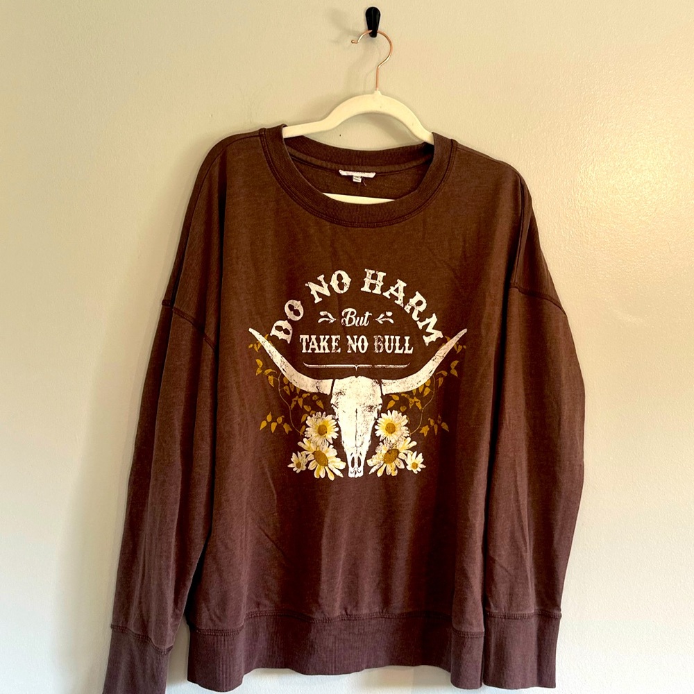 Maurices Brown Do No Harm Crewneck Sweatshirt Size XL